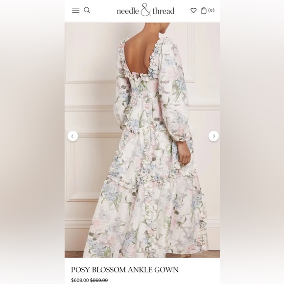 Needle and Thread floral gown NWOT🤍🤍🤍 - Picture 4 of 14